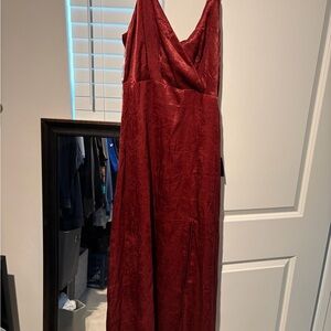 Lulu's Deep Red Satin Blouse